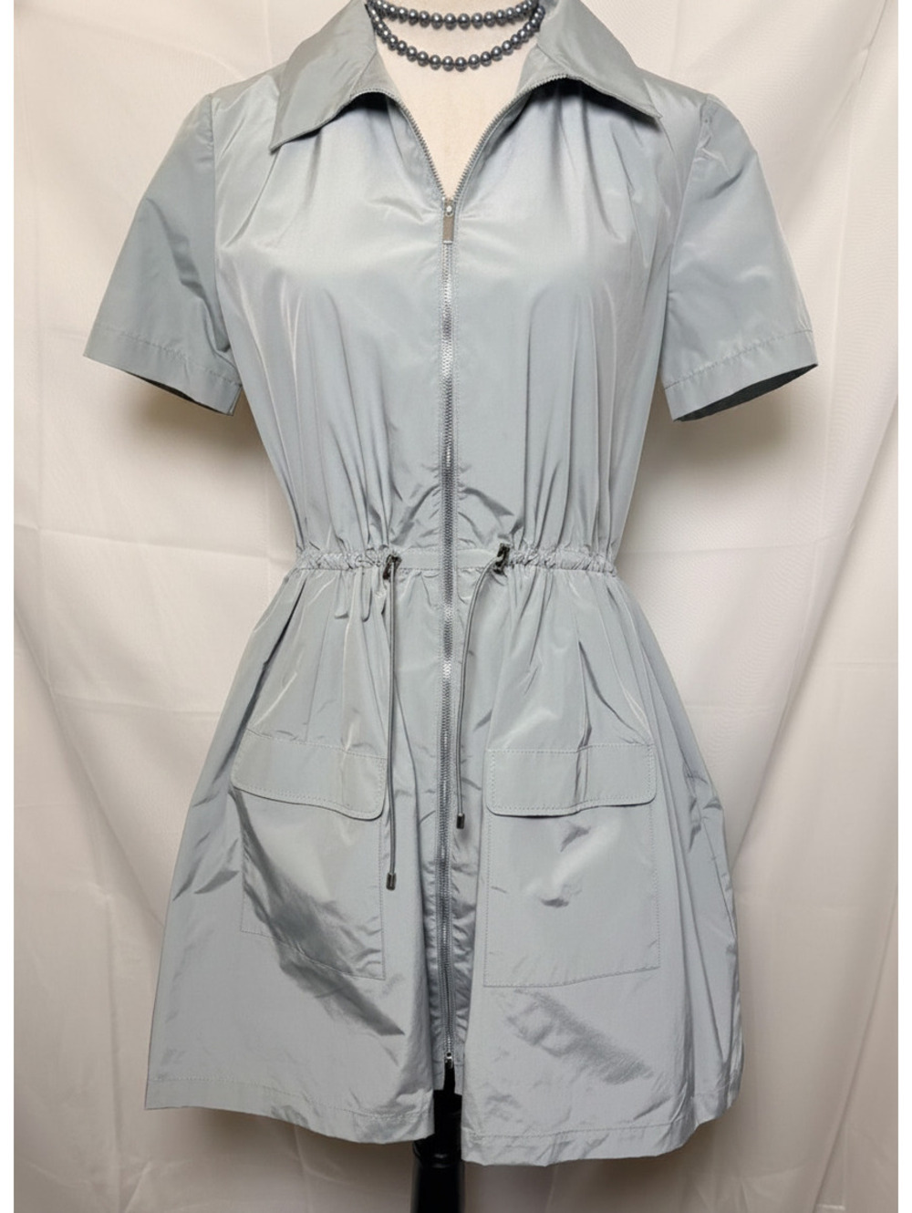 Amanda Uprichard Light Gray Zip-Front Mini Dress